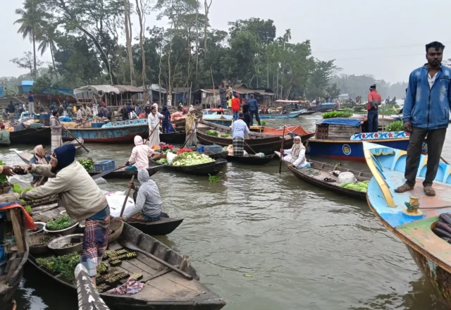 A floating vegetable market in Barishal
