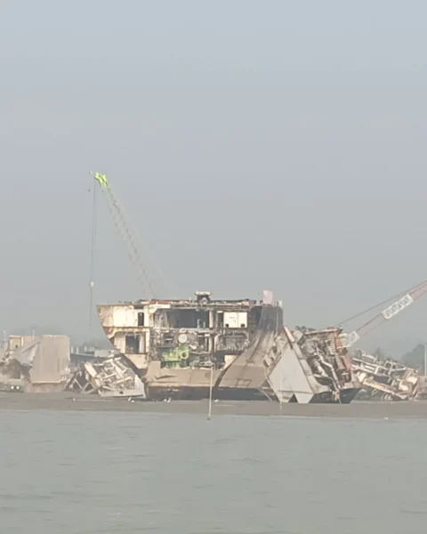 A broken ship in ship breaking yard Chittagong