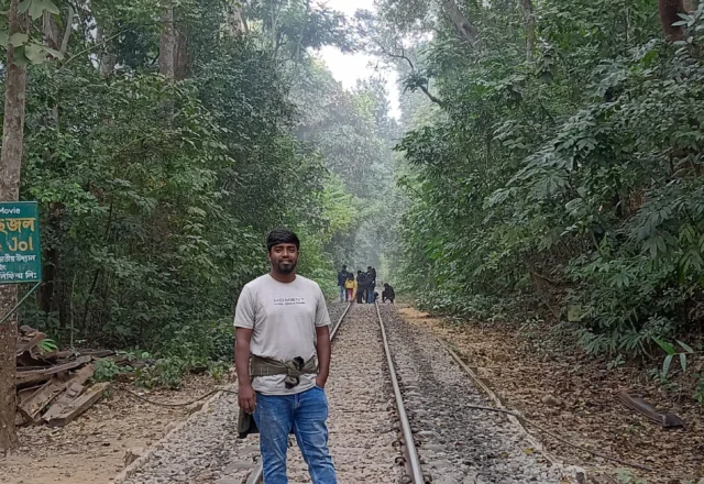 A tour guide taking a shot in Lawachara National Park