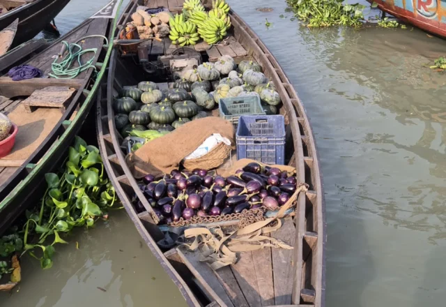 A farmer going to sell his vegetables to floating market
