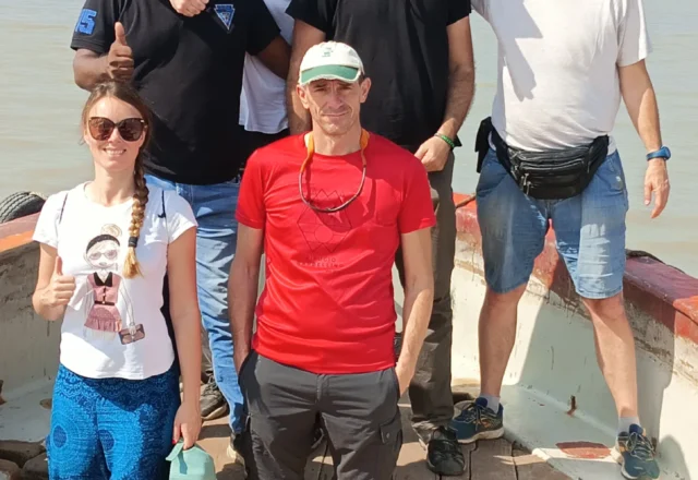 A group of Italian tourists in the Bay of Bengal