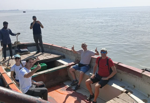 Tourists sailing on the boat in the Bay of Bengal