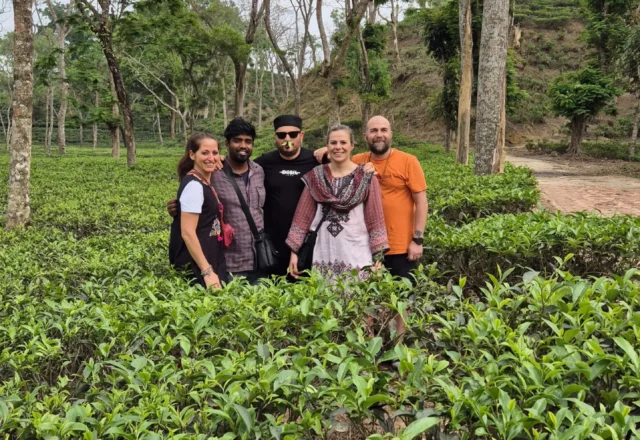 Tourists taking a shot in tea garden