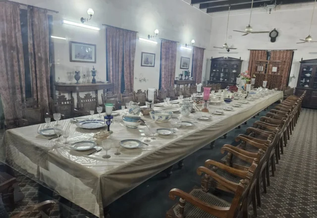 Ancient dining room inside the Pink Palace (Ahsan Manzil museum) in Old Dhaka