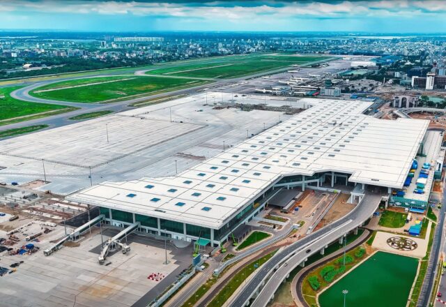 Aerial view of the new Terminal 3 at Hazrat Shahjalal International Airport, Dhaka