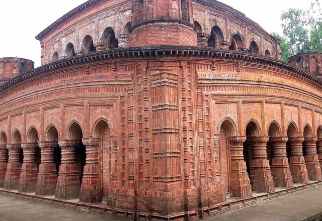 Nine-spired Navaratna terracotta temple at Hatikumrul, Sirajganj