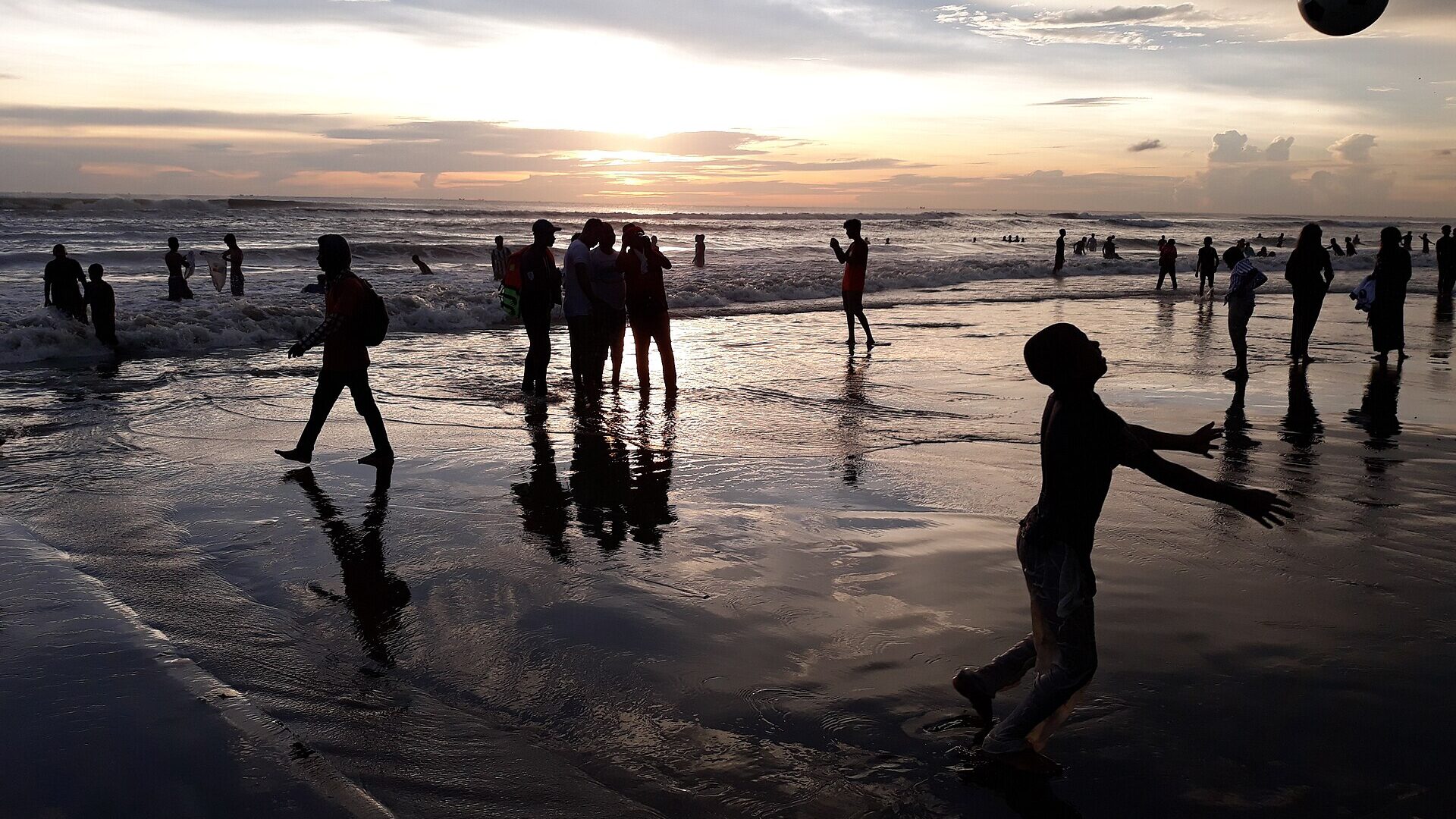Evening games on the sand at Laboni Beach, Cox's Bazar