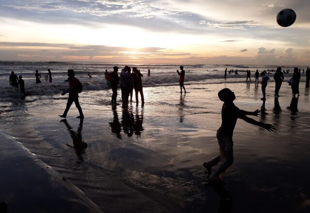 Evening games on the sand at Laboni Beach, Cox's Bazar