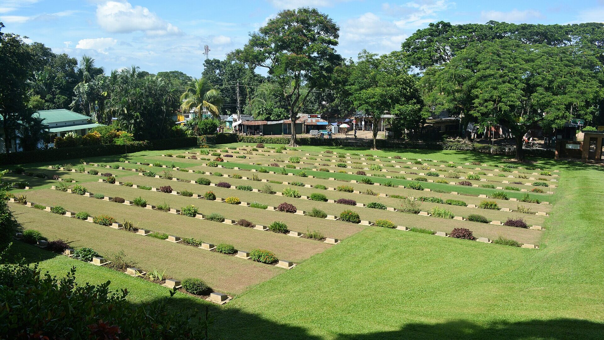 Rows of graves at the Maynamati War Cemetery, Cumilla