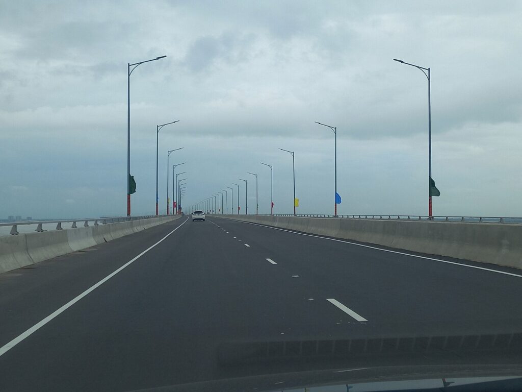Driving across the Padma Bridge on the road to south-west Bangladesh