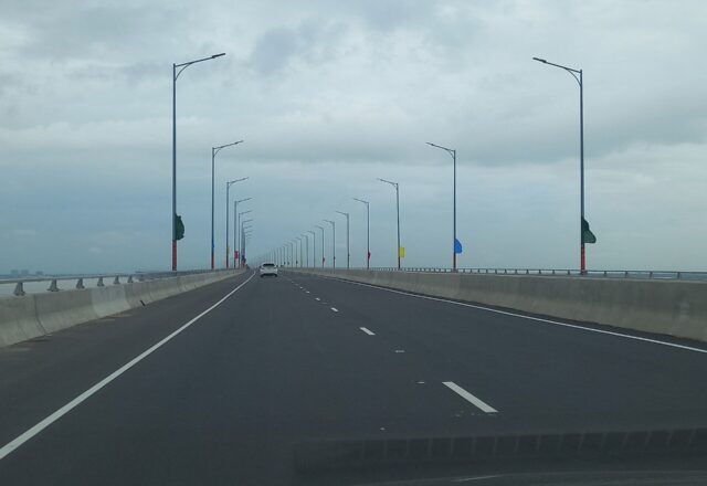 Driving across the Padma Bridge on the road to south-west Bangladesh