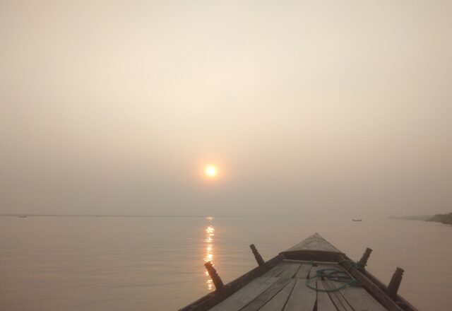 Golden sunset over the Padma River